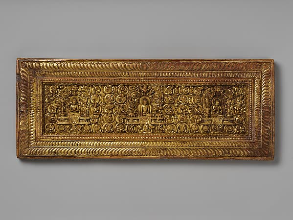 Manuscript Cover Interior with Mahasiddhas, Bodhisattvas, and Protectors