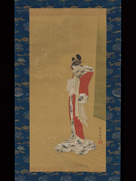 Beauty on a Veranda in Snow, by Sakai Hōitsu 酒井抱一