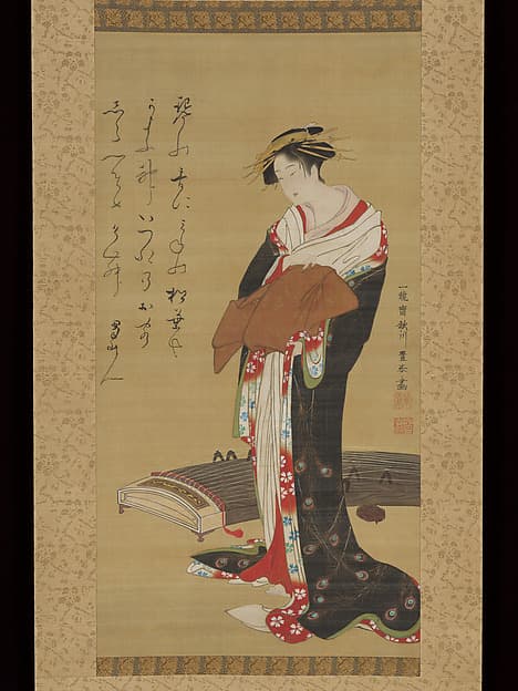 Female Entertainer with a Koto, by Utagawa Toyoharu