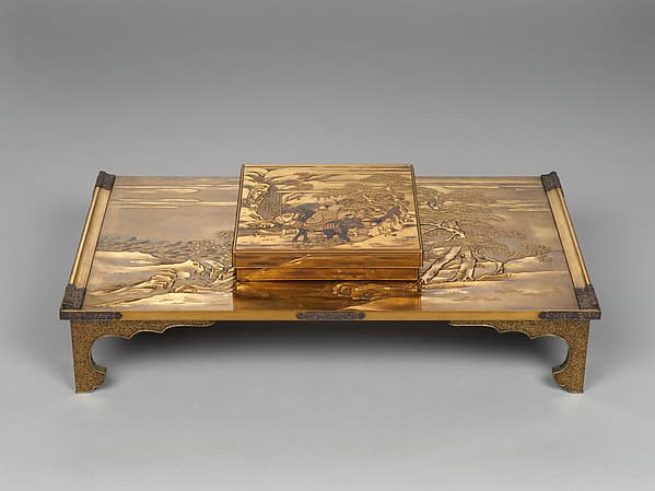 Writing box and desk with scenes from The Tales of Ise (Ise monogatari)