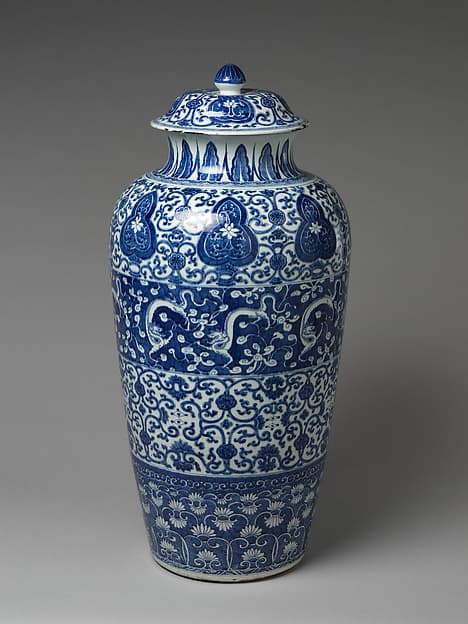 Jar with Dragons and Floral Designs