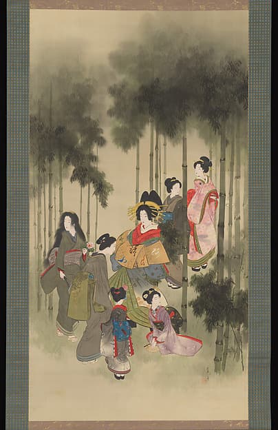 Seven Beauties of the Bamboo Grove, by Watanabe Seitei 渡辺省亭