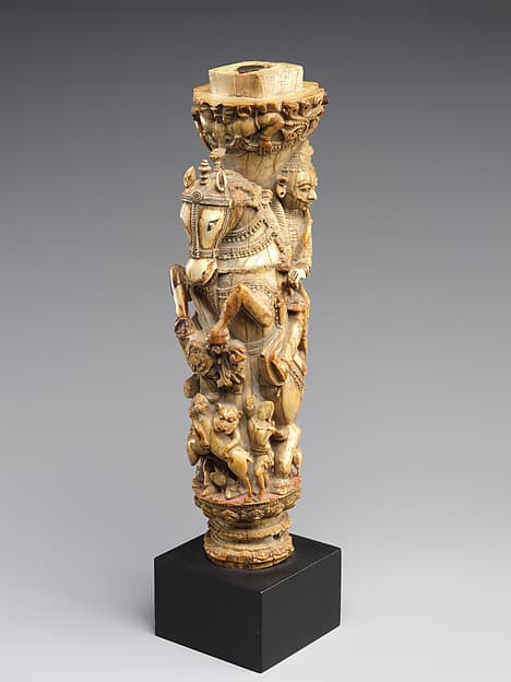 Royal throne leg with equestrian warrior
