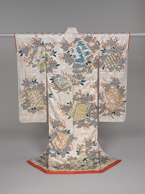 Over Robe (Uchikake) with Mandarin Orange Branches and Books