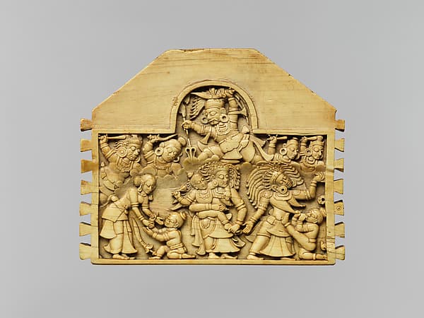 Panel from a jewelry casket: Krishna slays Putana