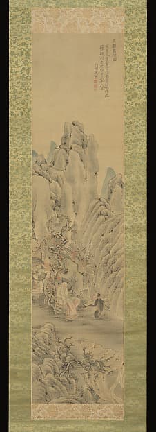 Monkey Offering a Qin to Scholar, by Tanomura Chikuden