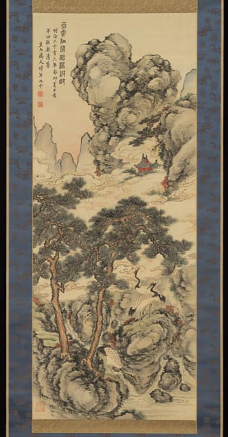 Pines and Cranes of Longevity, by Tanomura Chokunyū