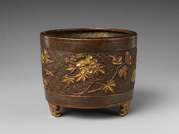 Incense burner with flowers, by Hu Wenming