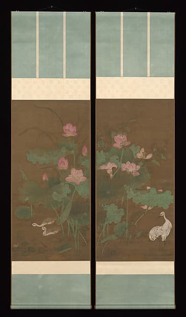 Lotus and waterbirds, by Unidentified artist
