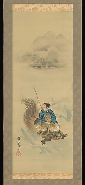 Urashima Tarō Riding on a Tortoise, by Kawanabe Kyōsai 河鍋暁斎