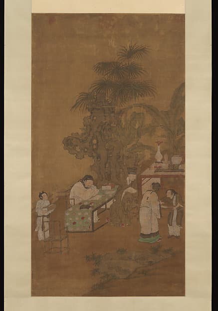 Elegant gathering in a garden, by Unidentified artist