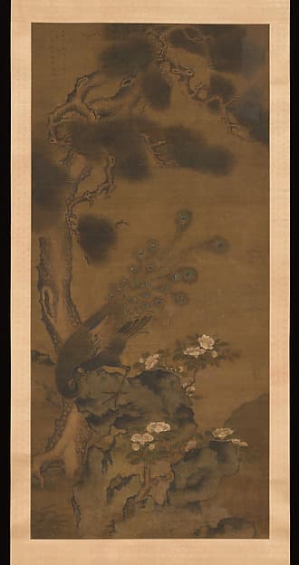 Peacock with Pine and Camellia, by Zhu Duan