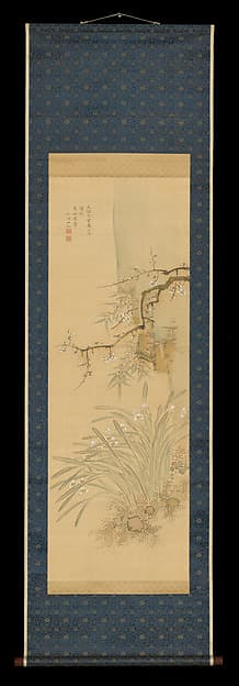 Plum Blossoms and Daffodils, by Nakabayashi Chikutō