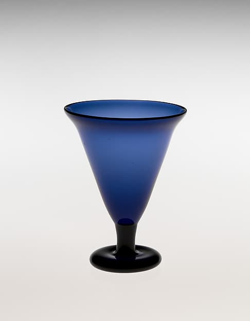 Stemmed Blue Glass Cup for Sake