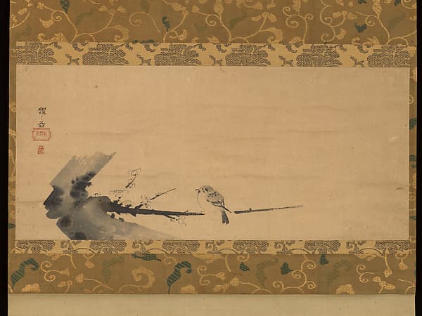 Sparrow on Plum Branch (Ume ni Suzume), by Shōkadō Shōjō