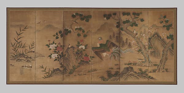 Phoenix and Peacock in a Landscape, by Follower of Kano Motonobu