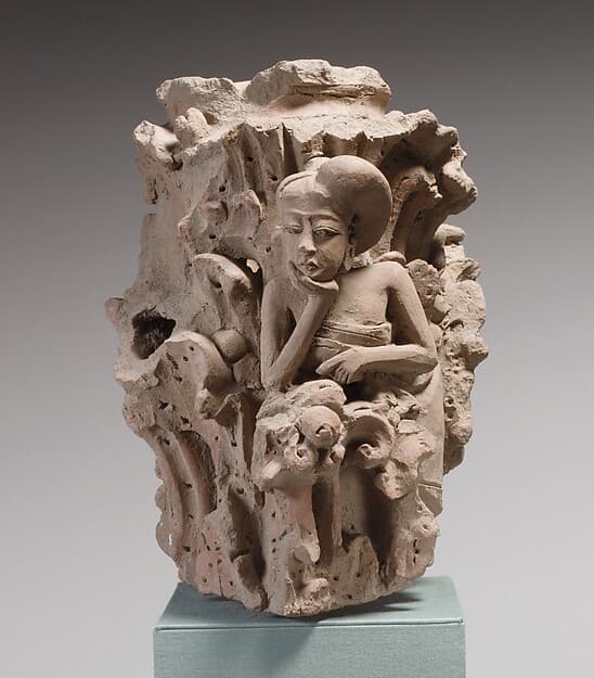 Column Surround with Pensive Woman