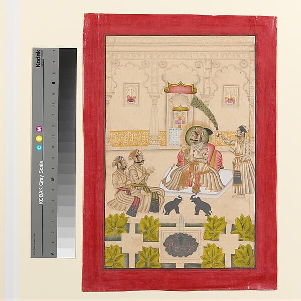 Maharana Amar Singh II Is Shown Two Silver Elephants, by Stipple Master