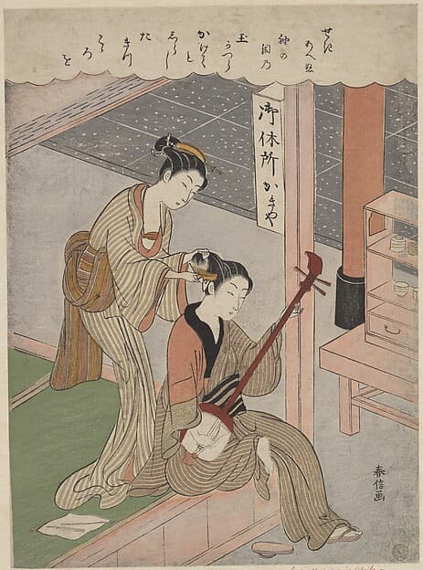 Combing His Hair, by Suzuki Harunobu