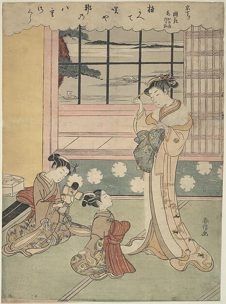 Window Opening Toward the Sea, by Suzuki Harunobu