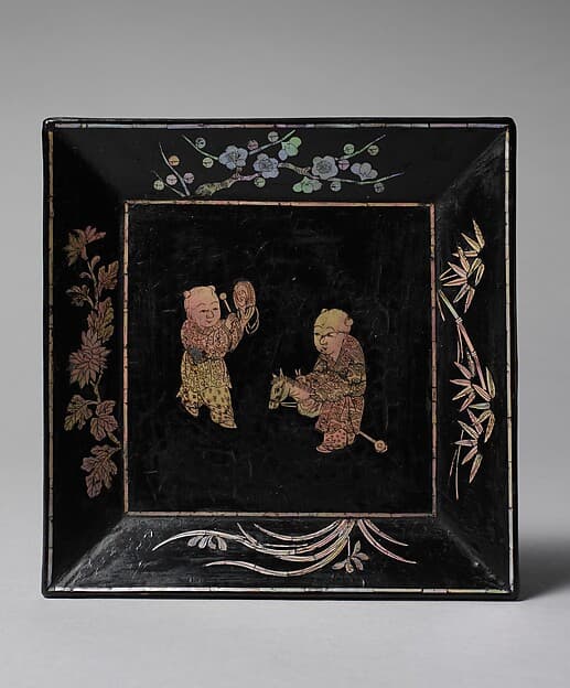 Dish with two boys