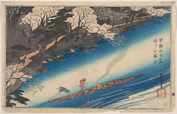 Cherry Blossoms at Arashiyama, from the series Famous Places of Kyōto, by Utagawa Hiroshige