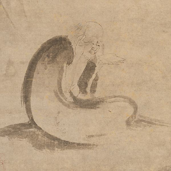 Reading a sutra by moonlight, by Unidentified artist