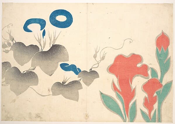 Design of Morning–glory and Other Flowers, by Ogata Kōrin