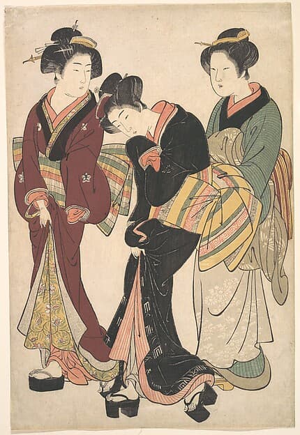 Two Geishas and a Maid, by Kitao Shigemasa