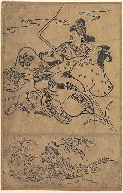 "At the Edge of the River Akutagawa" from the Tales of Ise (Ise monogatari), by Sugimura Jihei