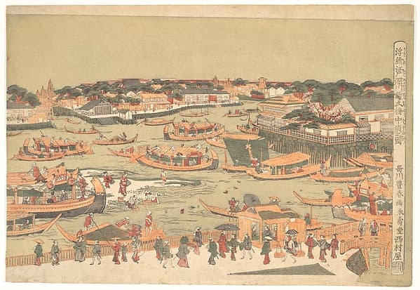New Great Bridge at Naka Zu in Edo, by Utagawa Toyoharu
