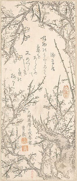 Plum Tree in Blossom, by Kitao Shigemasa