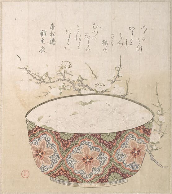 Bowl with White-Baits and Plum Blossoms, by Kubo Shunman