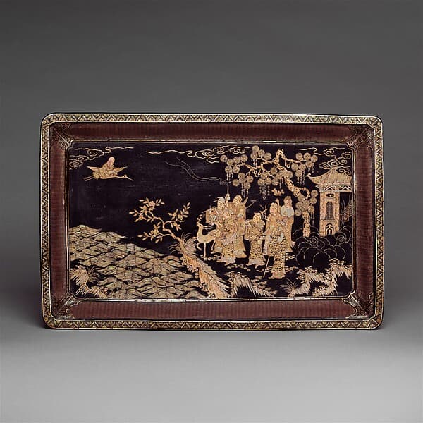 Tray with Daoist figures