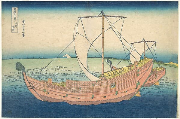 At Sea off Kazusa (Kazusa no kairo), from the series Thirty-six Views of Mount Fuji (Fugaku sanjūrokkei), by Katsushika Hokusai