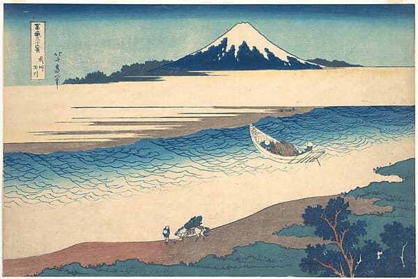 Tama River in Musashi Province (Bushū Tamagawa), from the series Thirty-six Views of Mount Fuji (Fugaku sanjūrokkei), by Katsushika Hokusai