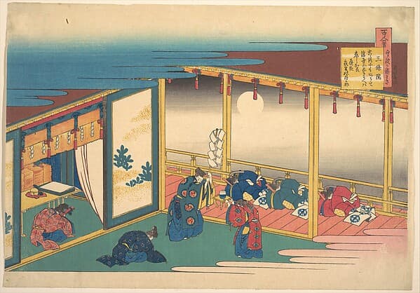 Poem by Sanjō-in, from the series One Hundred Poems Explained by the Nurse (Hyakunin isshu uba ga etoki), by Katsushika Hokusai