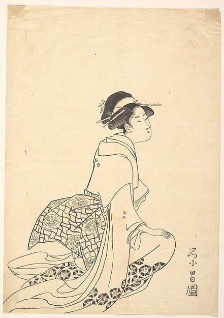 A Woman Kneeling, by Chōkōsai Eishō