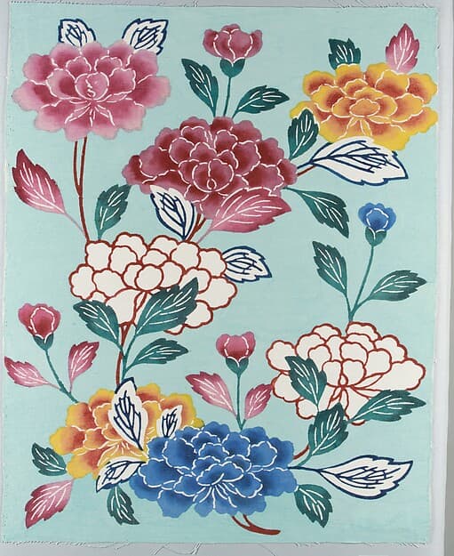 Bingata Panel with Tree Peonies, by Teruyo Shinohara