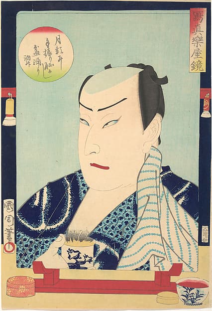 Sawamura Tosshō II (1838–86), from the series Mirror of Photographs Backstage (Shashin gakuya kagami - Sawamura Tosshō nisei), by Toyohara Kunichika