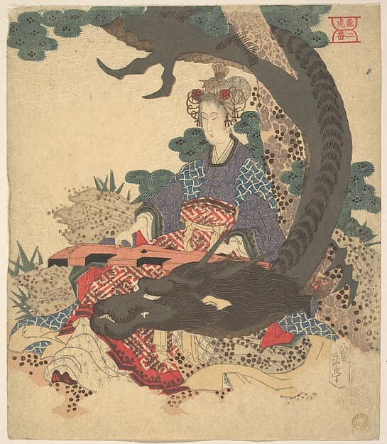 Benzaiten ni Ryu, by Yashima Gakutei