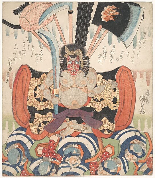 Danjūrō VII's Benkei as Fudō Myōō, by Utagawa Kunisada