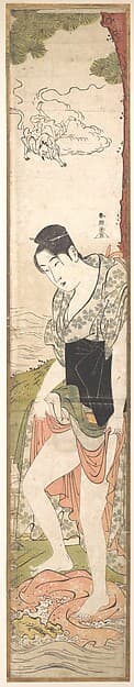 Young Woman Washing Clothes in the River, by Katsukawa Shunchō