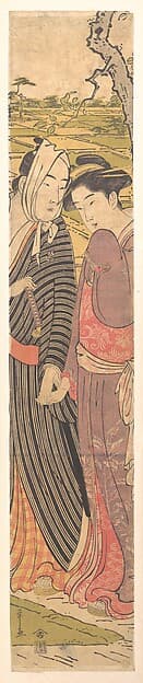 A Man and a Girl Walking in the Rice Fields, by Chōbunsai Eishi