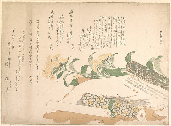 Daisies and Two Makimono, by Kitao Shigemasa