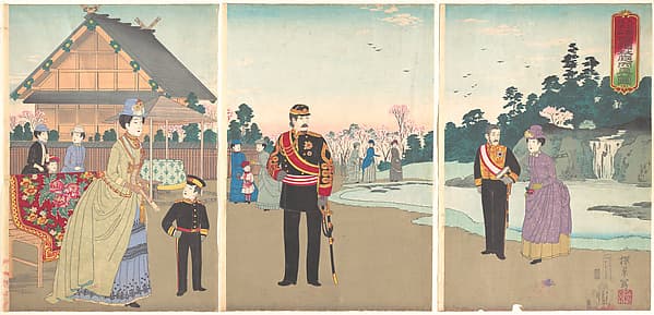 True View of the Courtyard of Yasukuni Shrine at the Top of Kudanzaka, by Inoue Yasuji