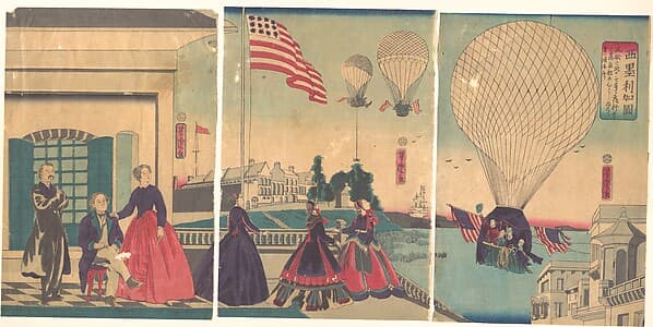 American Balloon Ascension (Amerikakoku), by Utagawa Yoshitora