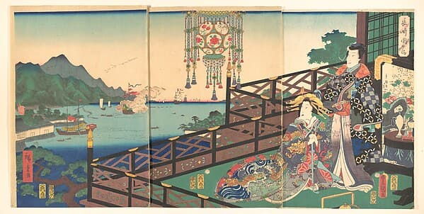 Mitsuuji in the Maruyama Pleasure District of Nagasaki (Nagasaki dejima), by Utagawa Kunisada