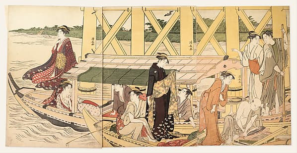 A Boating Party under Azuma Bridge, by Torii Kiyonaga