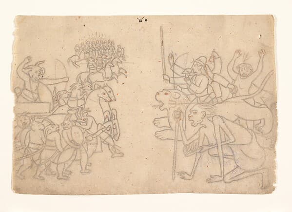Durga and Kali Approach the Gathered Armies of Chanda and Munda: Scene from the Devi Mahatmya